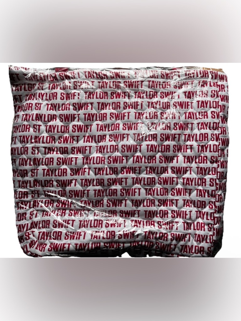 Taylor Swift Red Era Quilted Tote Bag Official Merch White Red Print